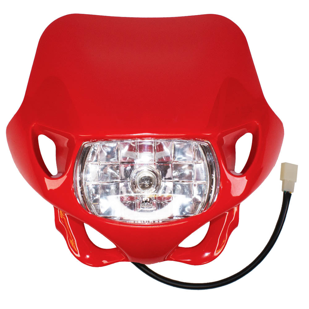 APICO HEADLIGHT UNIT MX/ENDURO STYLE UNIVERSAL HI/LOW BEAM, RED
