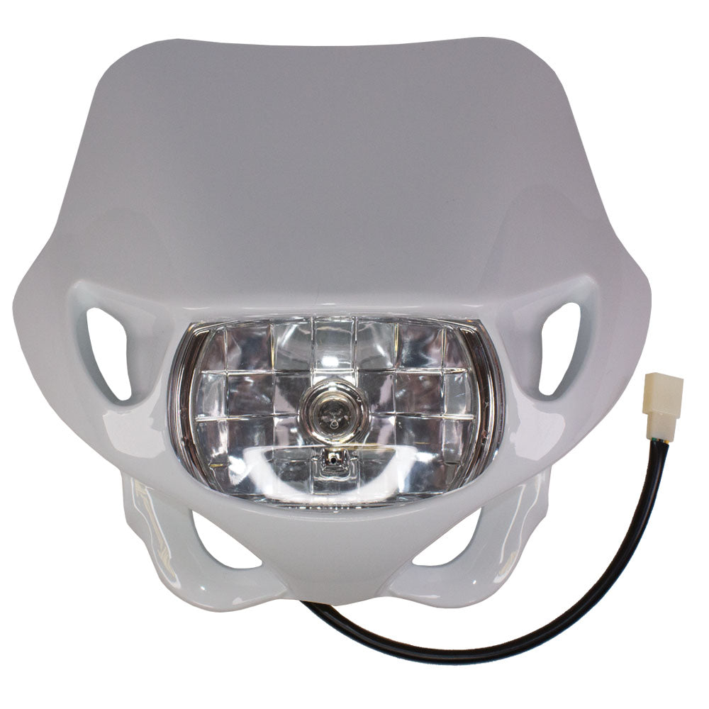 APICO HEADLIGHT UNIT MX/ENDURO STYLE UNIVERSAL HI/LOW BEAM, WHITE