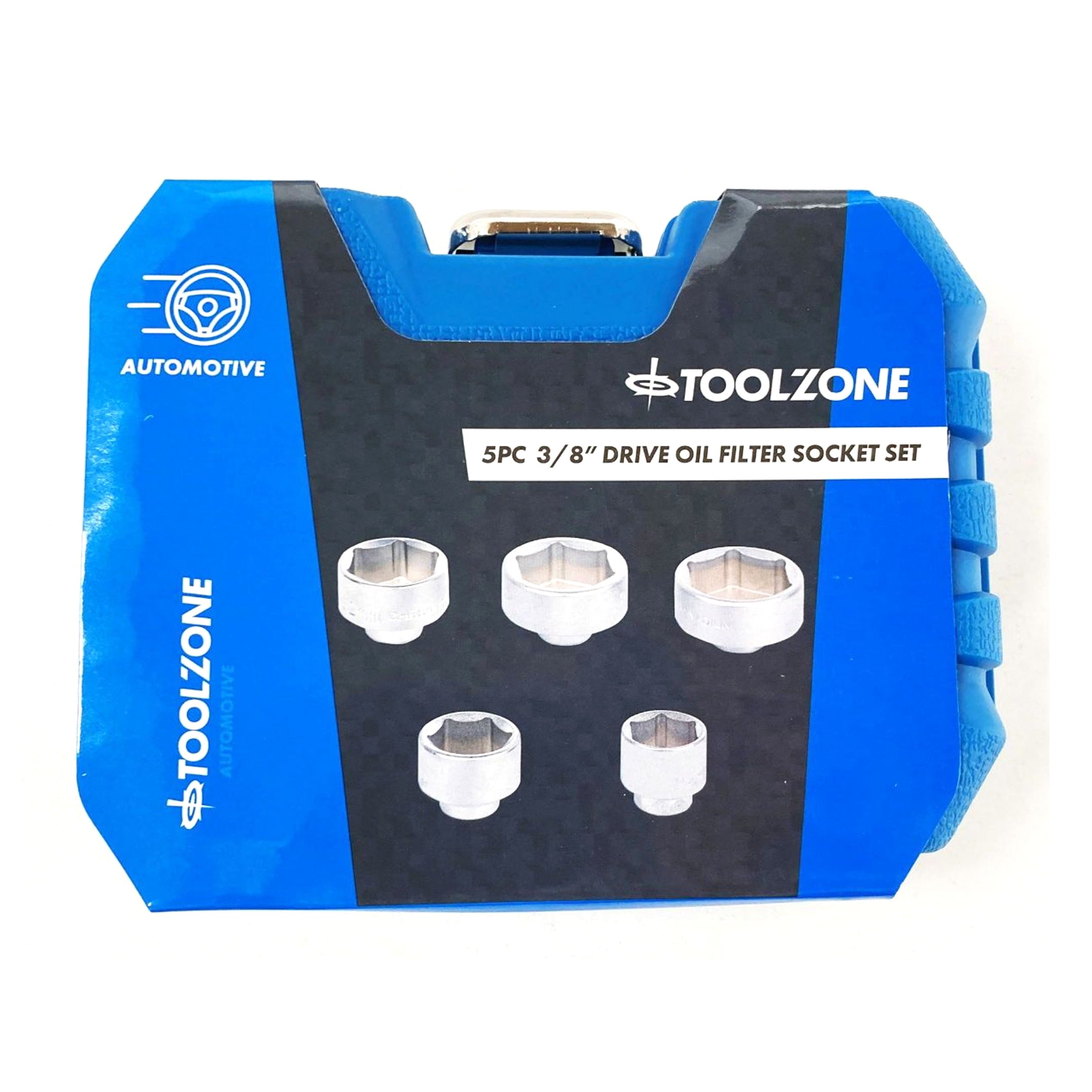 Toolzone Oil Filter Socket Wrench Set 5pc 3/8 24mm 27mm 32mm 36mm 38mm - Toolzone Kdpau367