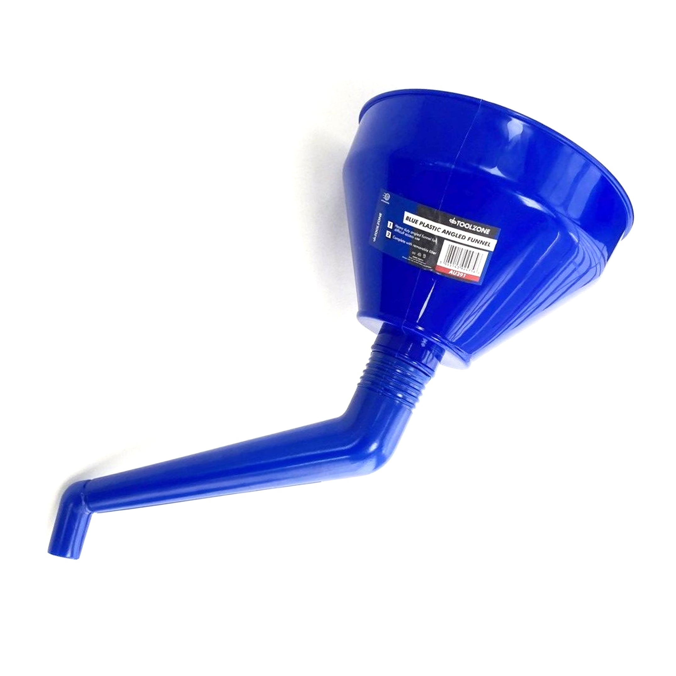 Toolzone Plastic Angled Funnel Blue 160mm with Removable Filter - Toolzone Kdpau391