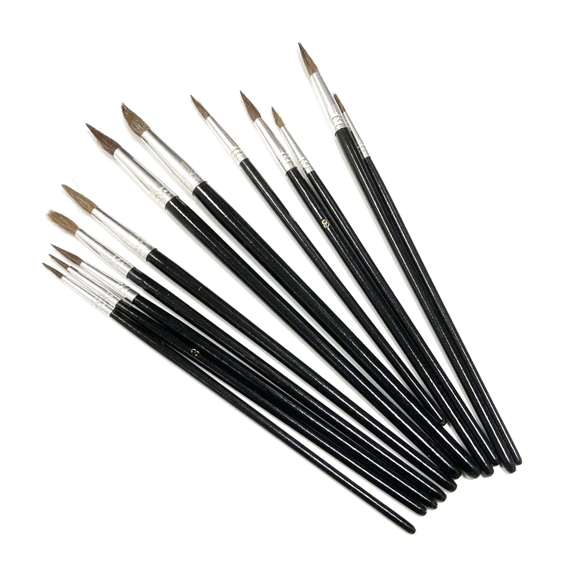 Toolzone Artist Brushes 12pc Pointed Sizes 1-12 Wood Handle - Toolzone Kdpbr012
