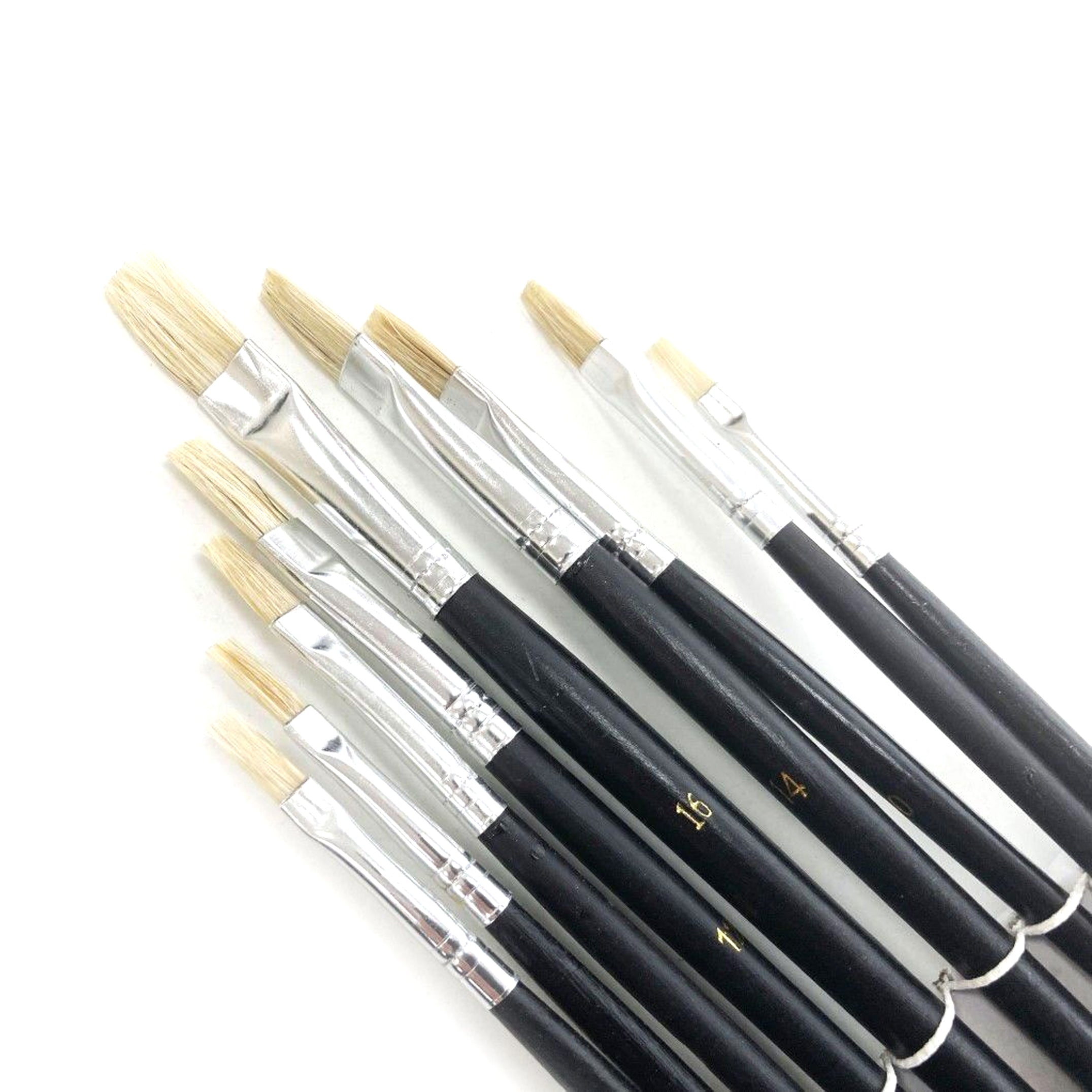 Toolzone Artist Brushes 9pc Flat Sizes 0-16 Wood Handle - Toolzone Kdpbr013