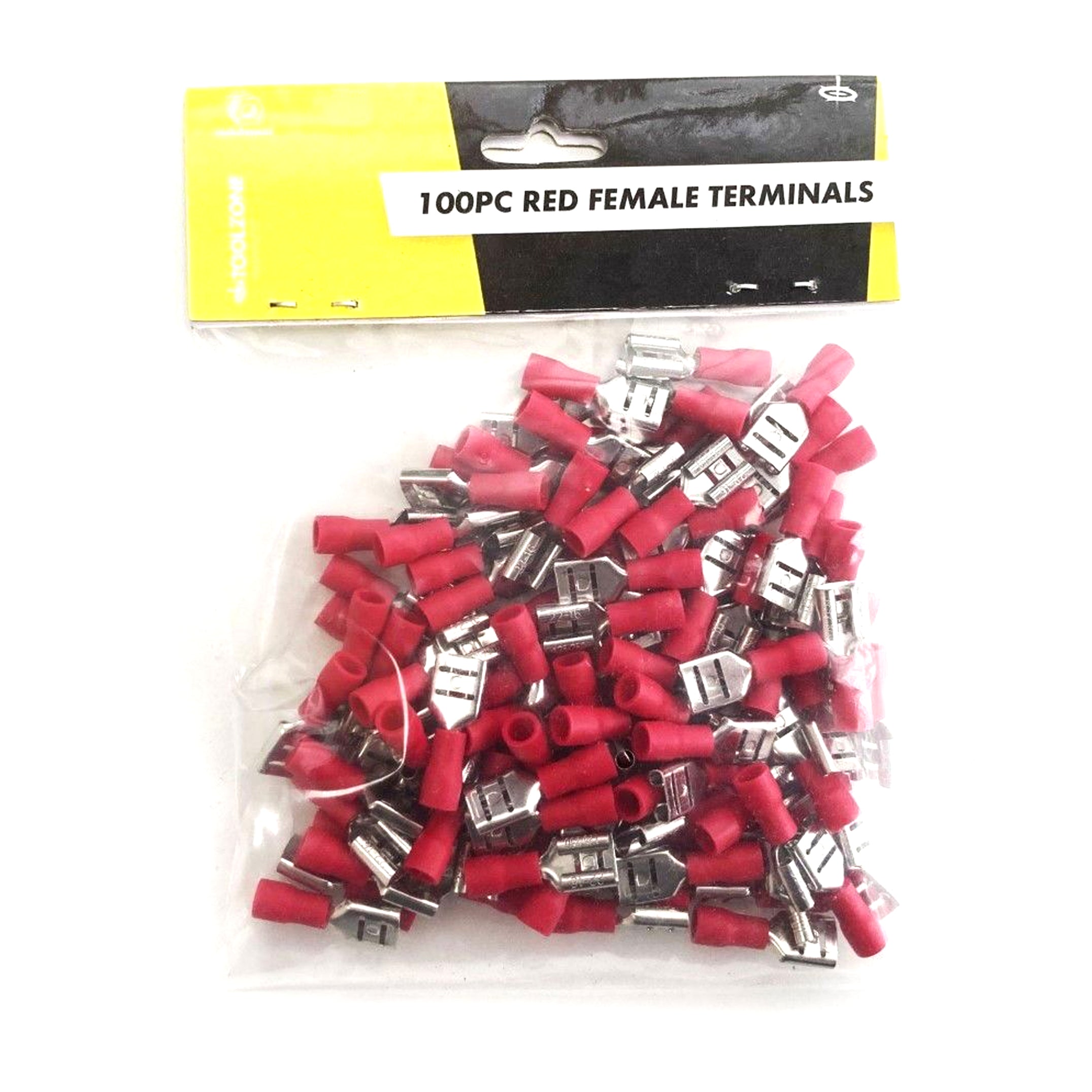 Toolzone Female Terminals 100pc Red Semi Insulated 22-16 Awg 7.4mm X 0.4mm - Toolzone Kdpel137