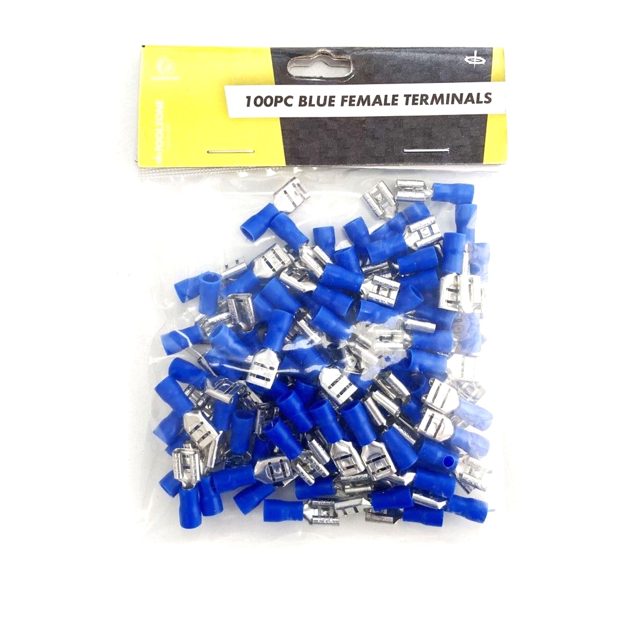 Toolzone Female Terminals 100pc Blue Semi Insulated 14-16 Awg 6.3 X 0.81mm - Toolzone Kdpel139