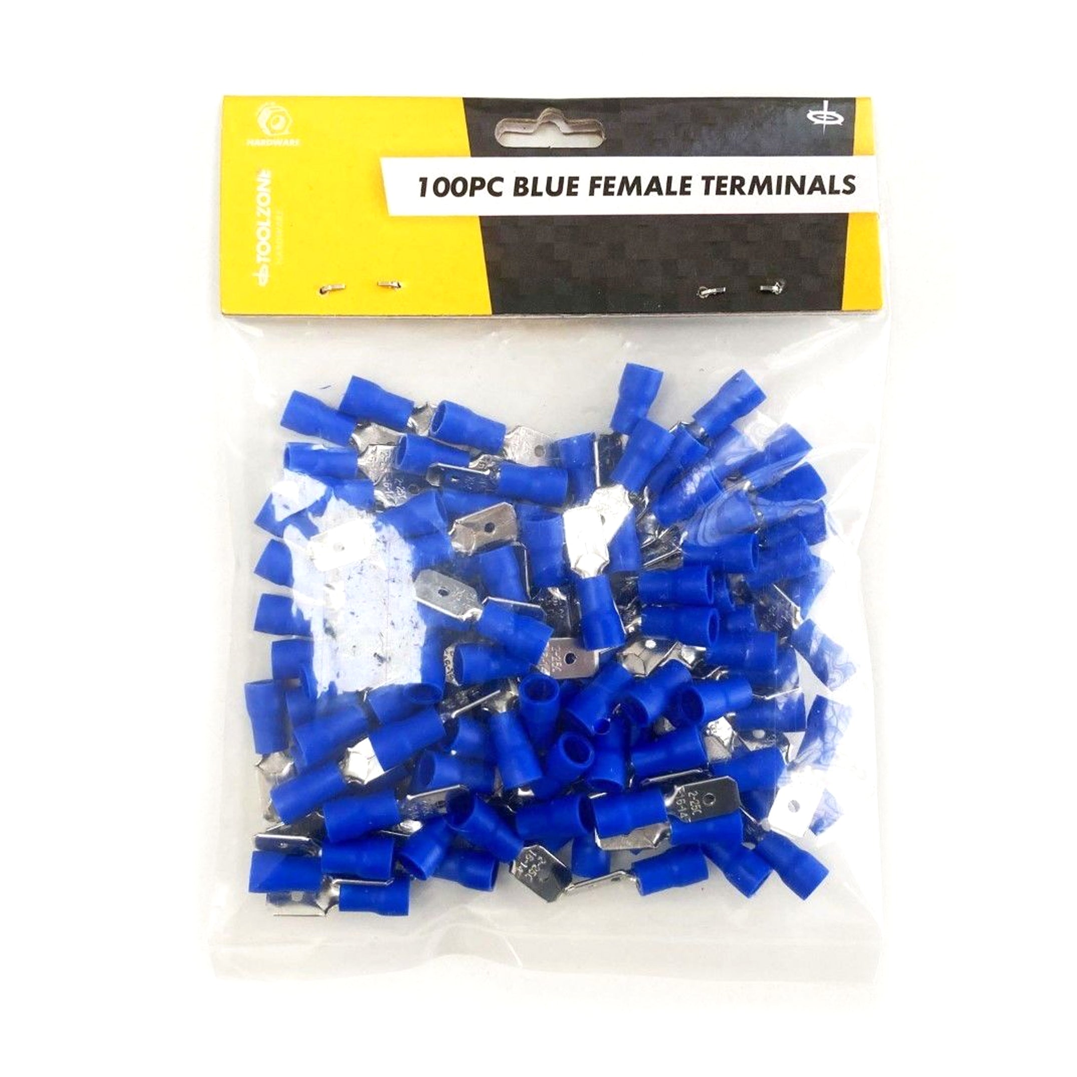 Toolzone Male Terminals 100pc Blue Semi Insulated 14-16 Awg 6.3 X 0.8 X 0.4mm - Toolzone Kdpel140