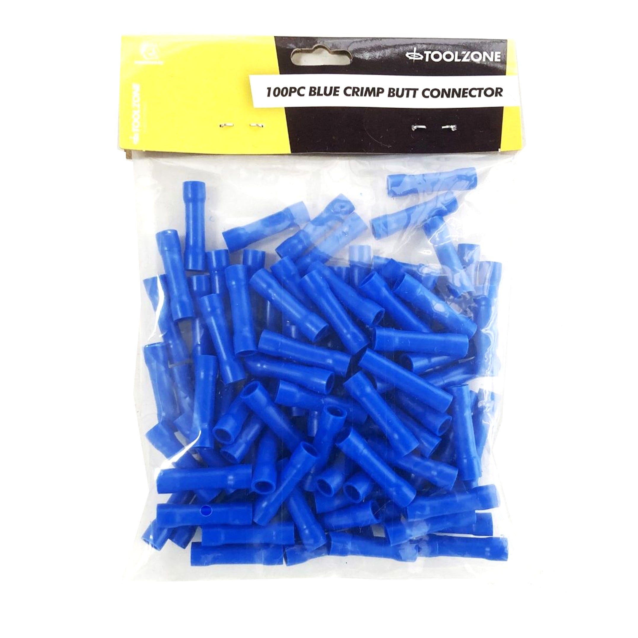 Toolzone Crimp Butt Connectors 100pc Blue Insulated 1.5-2.5mm² - Toolzone Kdpel144