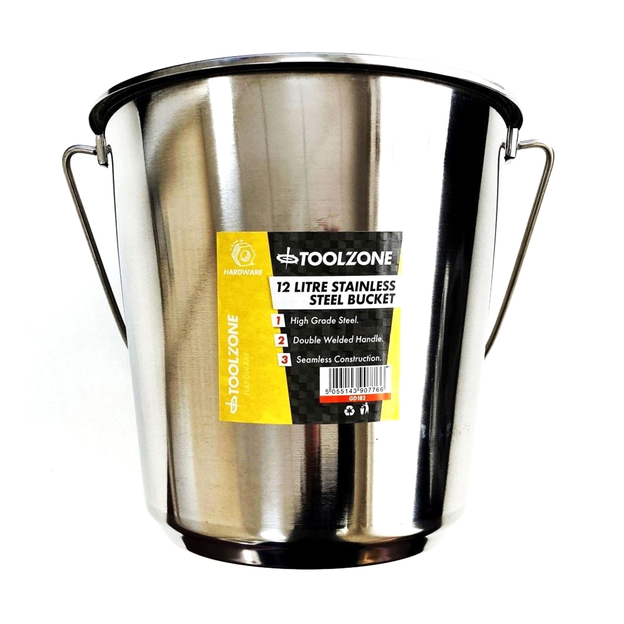 Toolzone Stainless Steel Bucket 12 Litre - Toolzone Kdpgd182