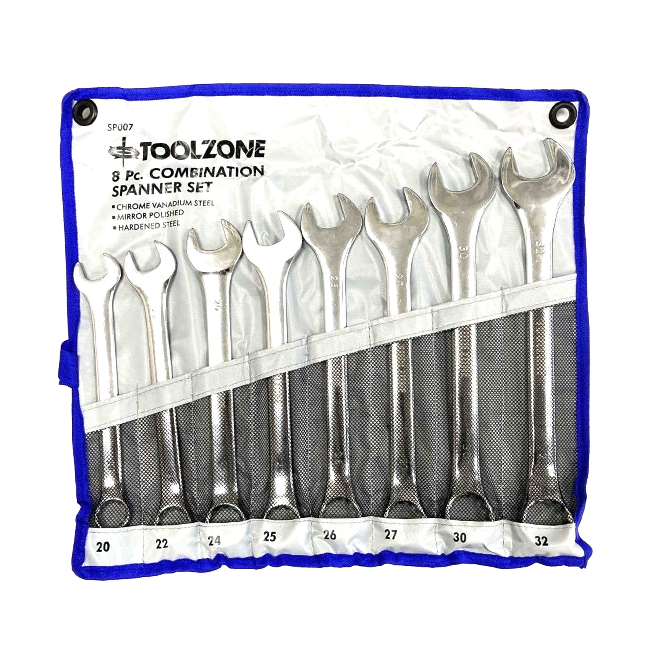 Toolzone Jumbo Spanners Set 8pc 20-32mm Chrome Vanadium - Toolzone Kdpsp007