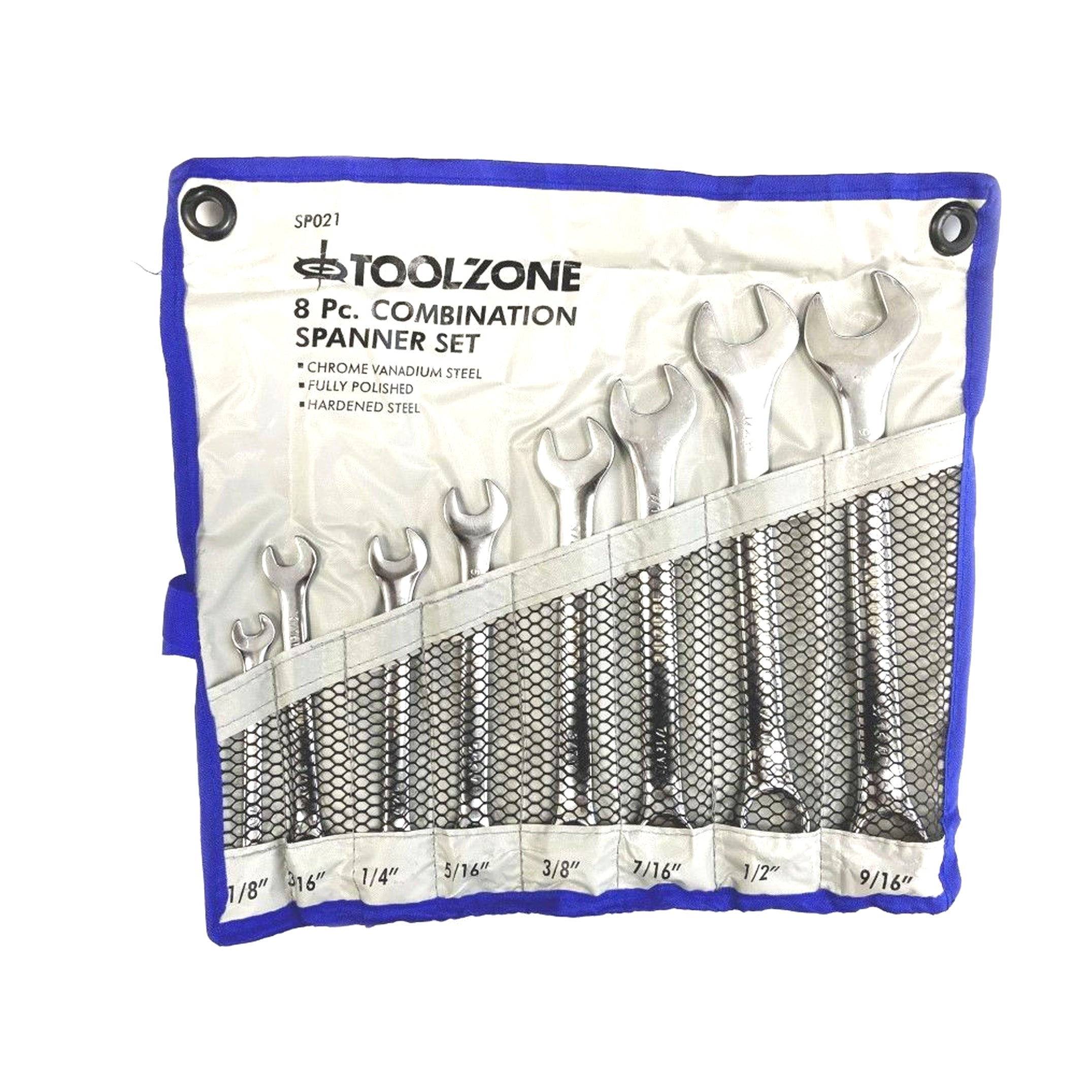 Toolzone Combination Spanner Set 8pc Whitworth Chrome Vanadium Polished - Toolzone Kdpsp021