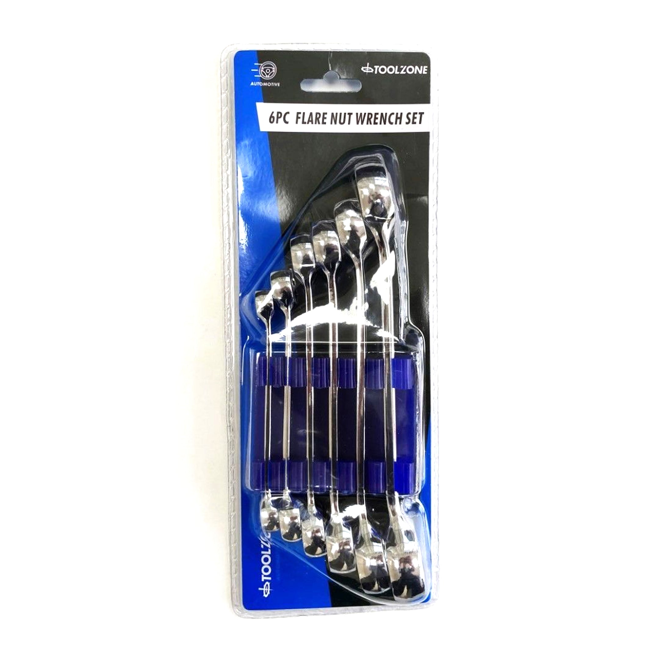 Toolzone Flare Nut Wrench Spanner Set 6pc 6x8mm to 22x24mm Chrome Vanadium Polished - Toolzone Kdpsp034