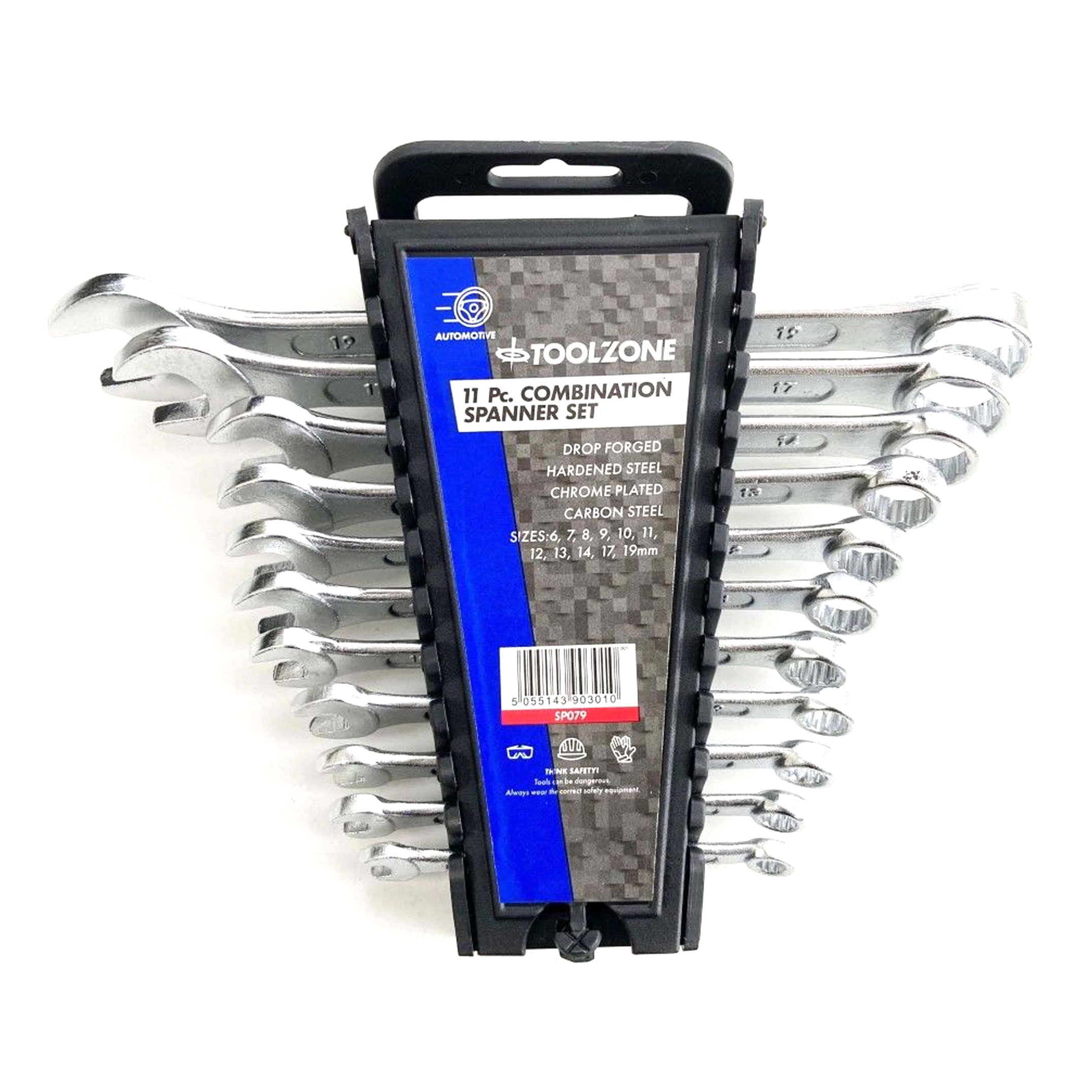 Toolzone Combination Spanner Set 11pc 6 to 19mm Drop Forged Chrome Plated - Toolzone Kdpsp079