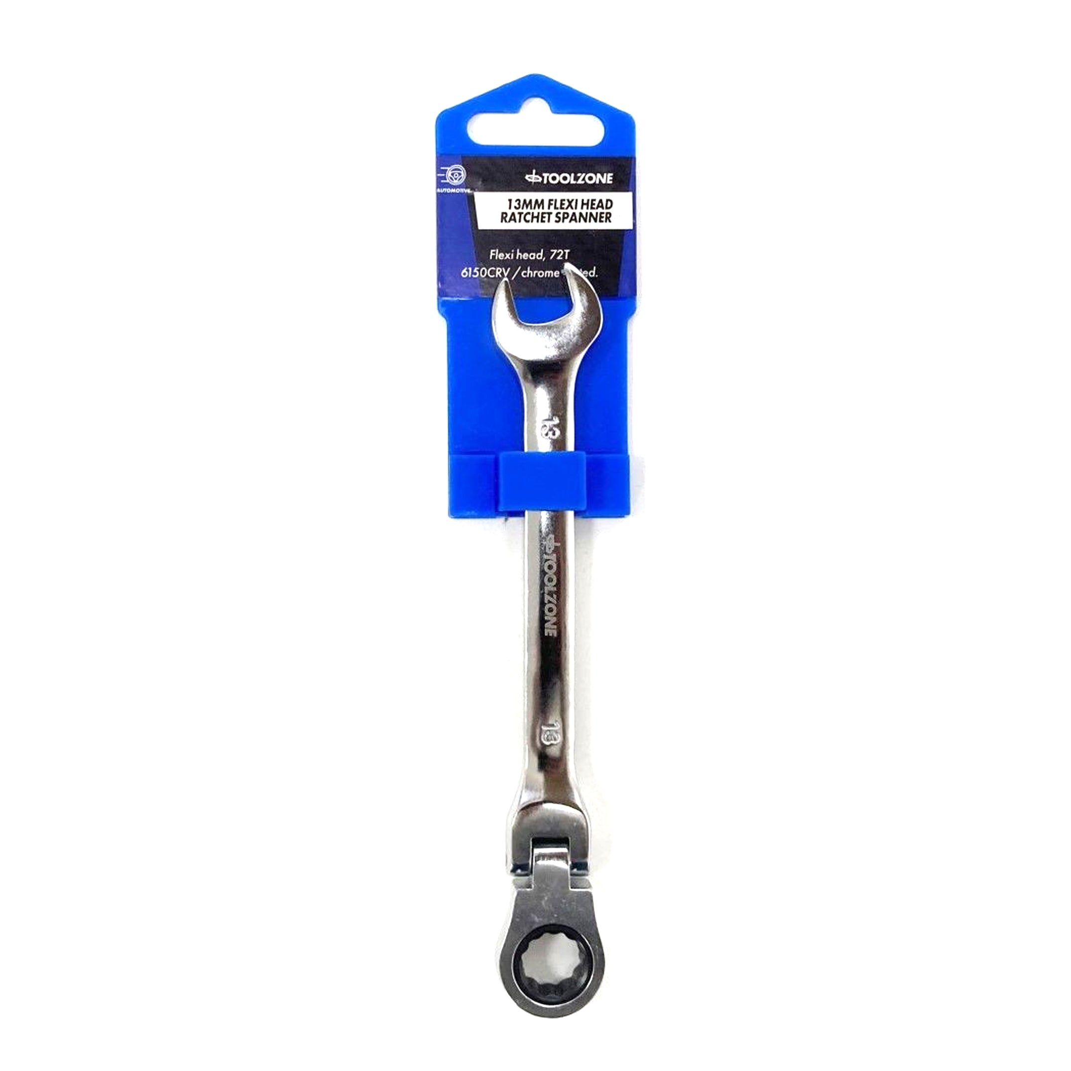 Toolzone Flexi Ratchet Combination Spanner 13mm 72 Teeth Mirror Polished - Toolzone Kdpsp137