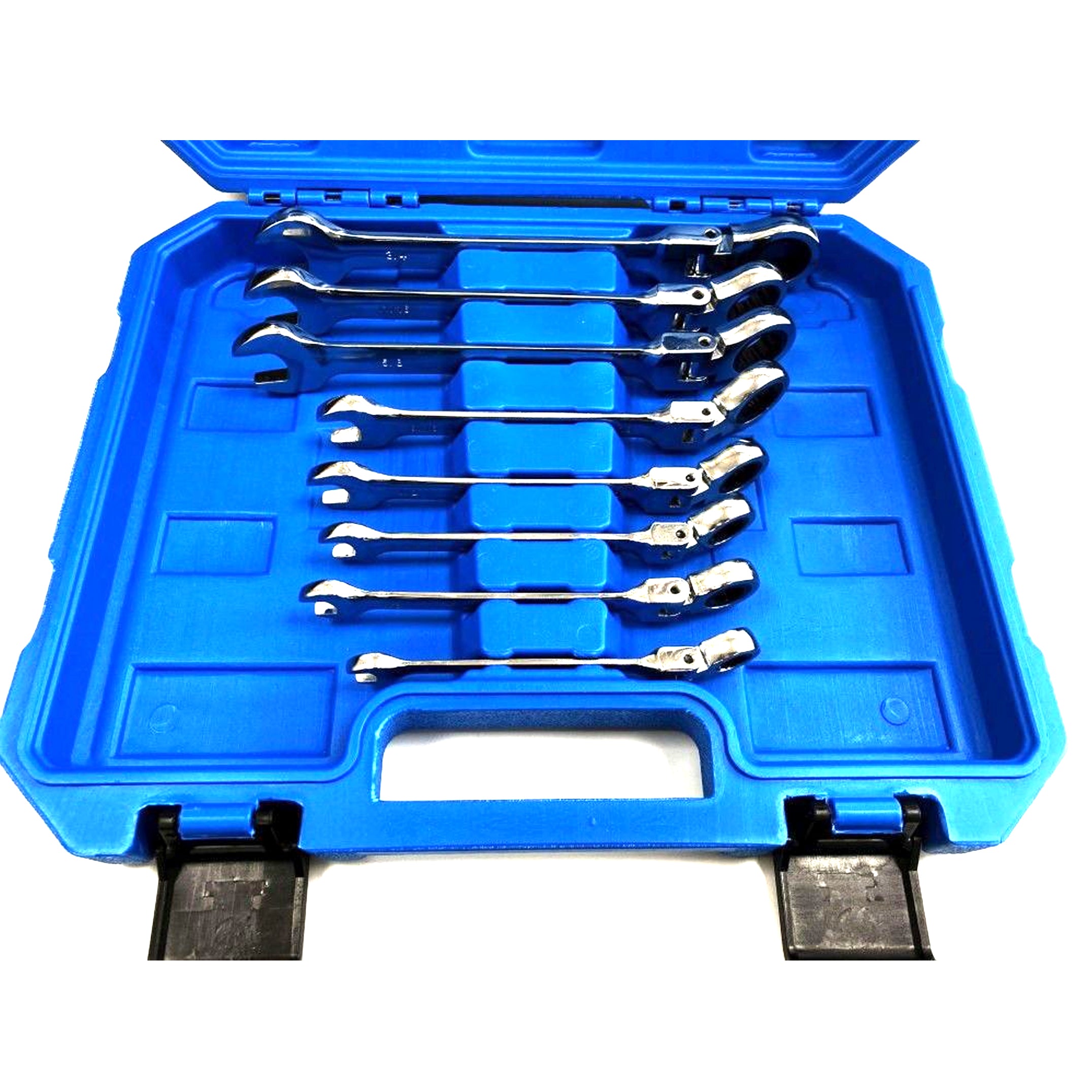Toolzone Flexi Ratchet Spanner Set 8pc Af Chrome Vanadium Polished Finish with Case - Toolzone Kdpsp153