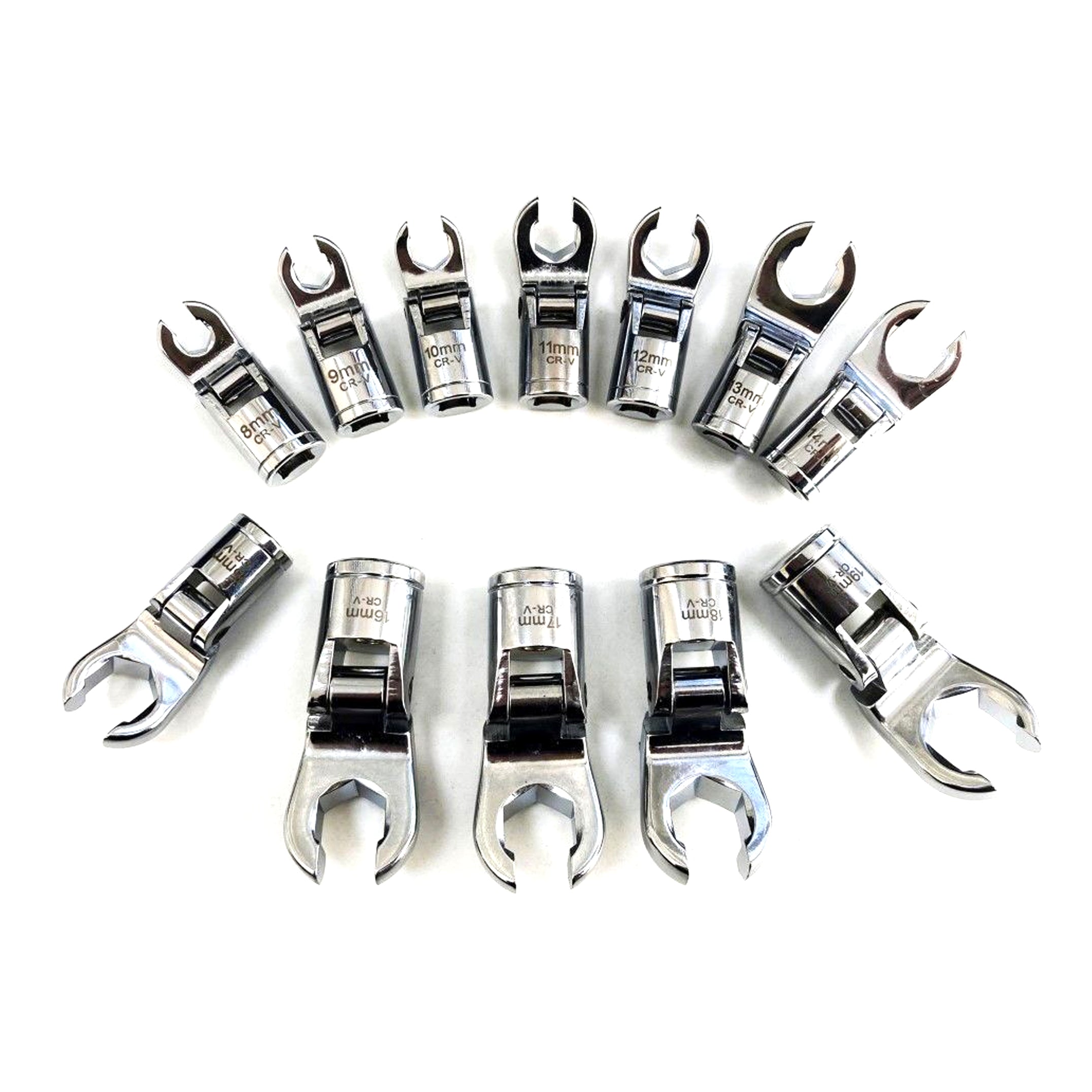 Toolzone Flex Crowfoot Spanner Set 12pc 3/8 Drive 8-19mm Chrome Vanadium - Toolzone Kdpsp170