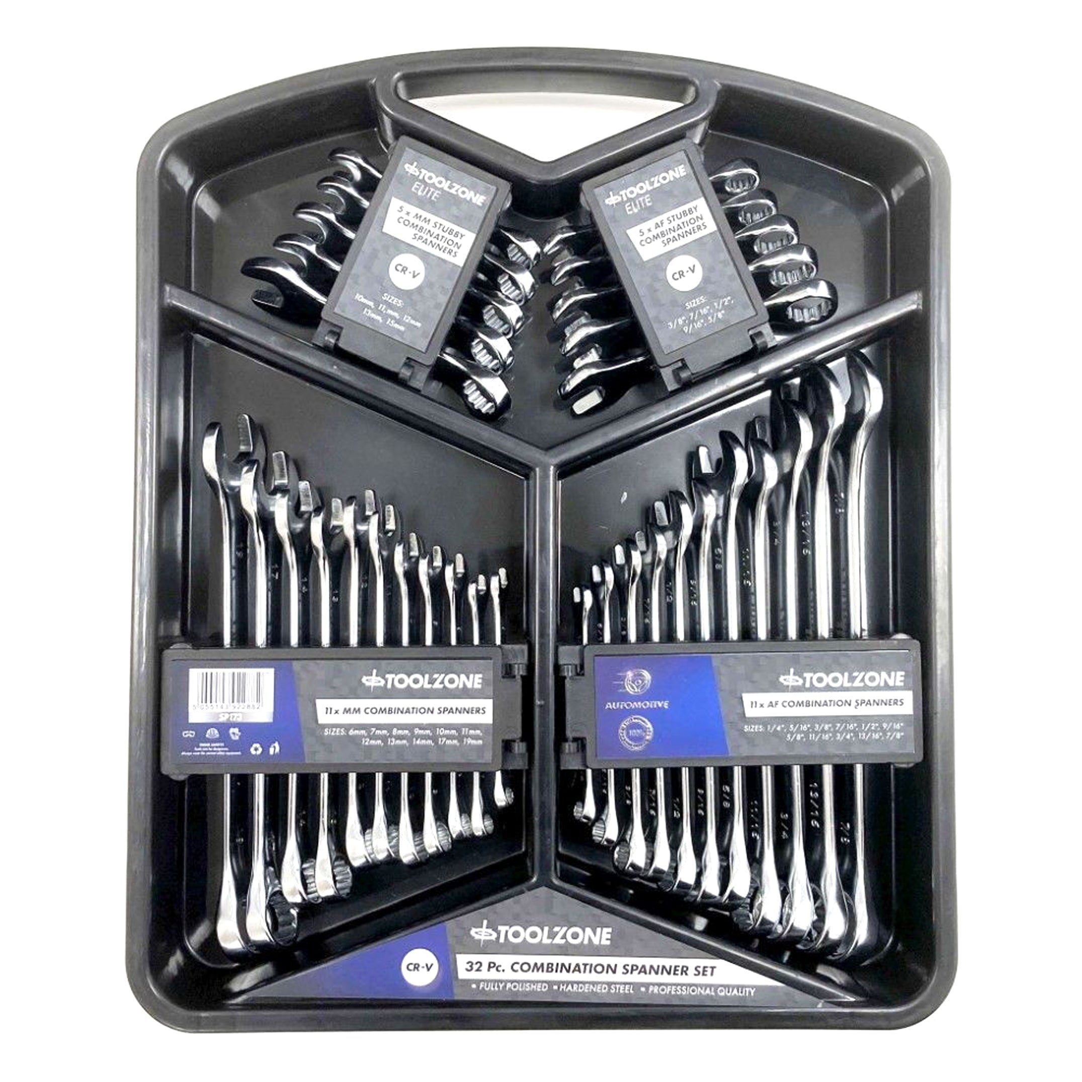 Toolzone Spanner Set 32pc Metric/af Stubby and Combination Chrome Vanadium - Toolzone Kdpsp173