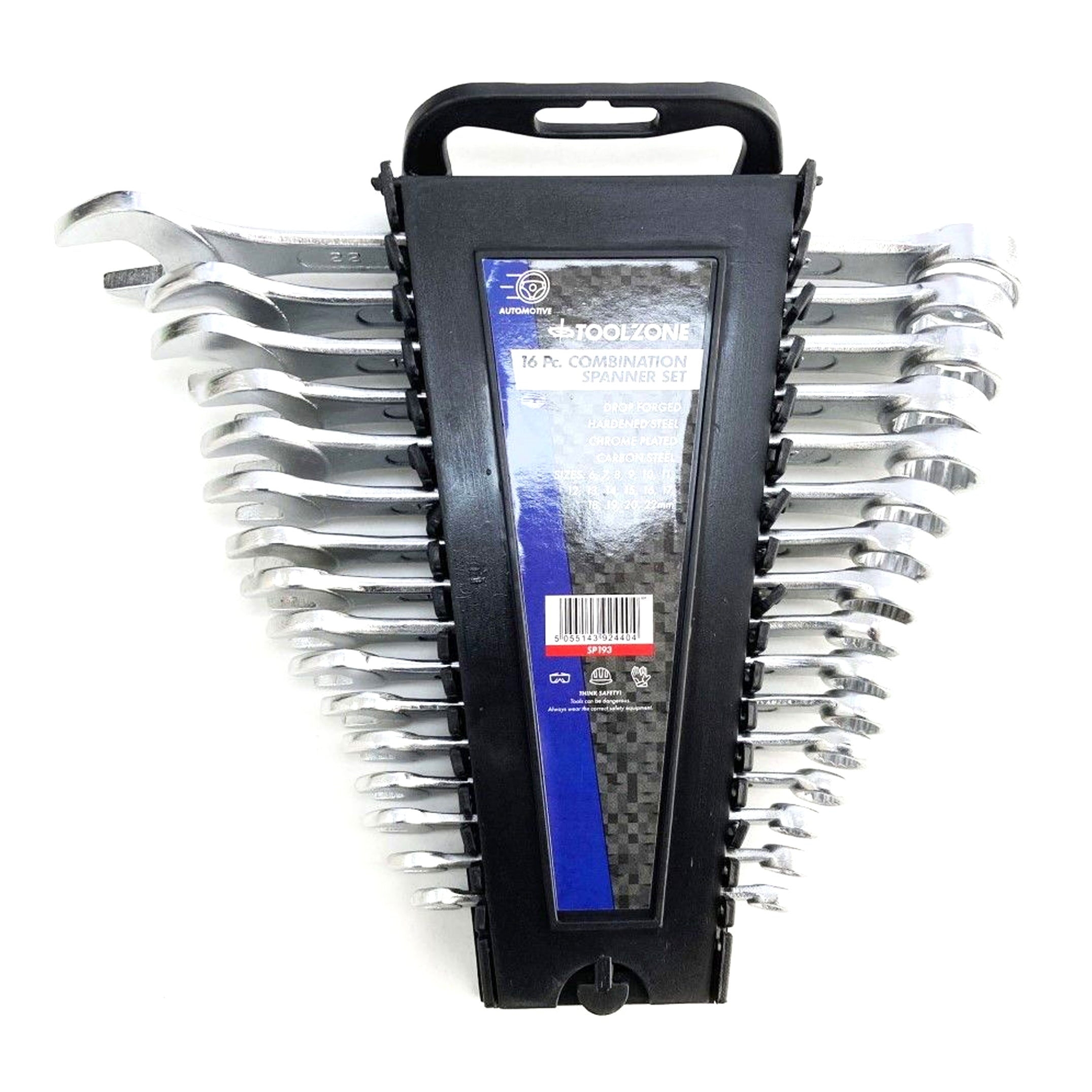 Toolzone Combination Spanner Set 16pc 6-22mm Drop Forged Chrome Plated - Toolzone Kdpsp193