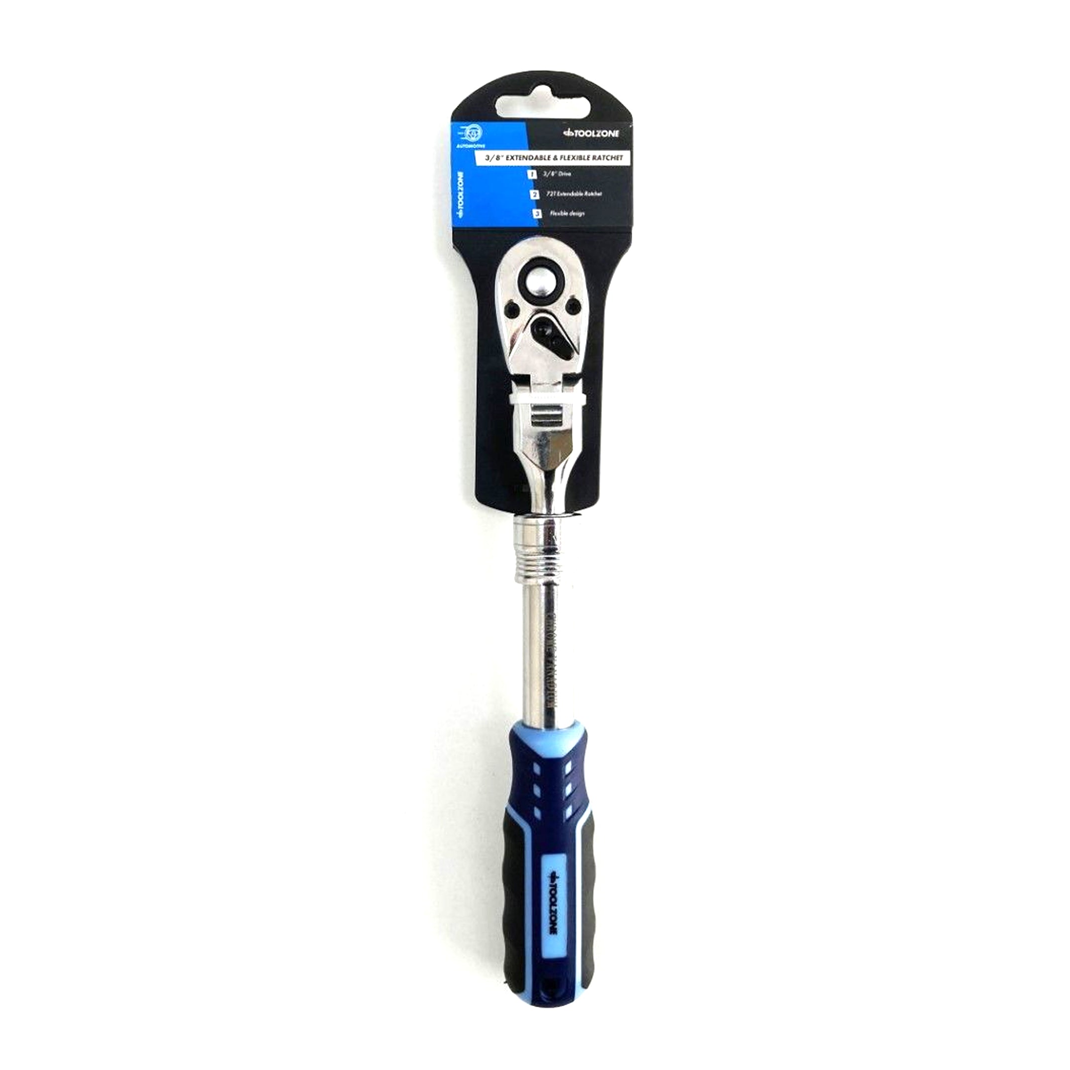 Toolzone Ratchet Flexi Head Extendable 3/8 Drive 255-355mm Softgrip Crv - Toolzone Kdpss223