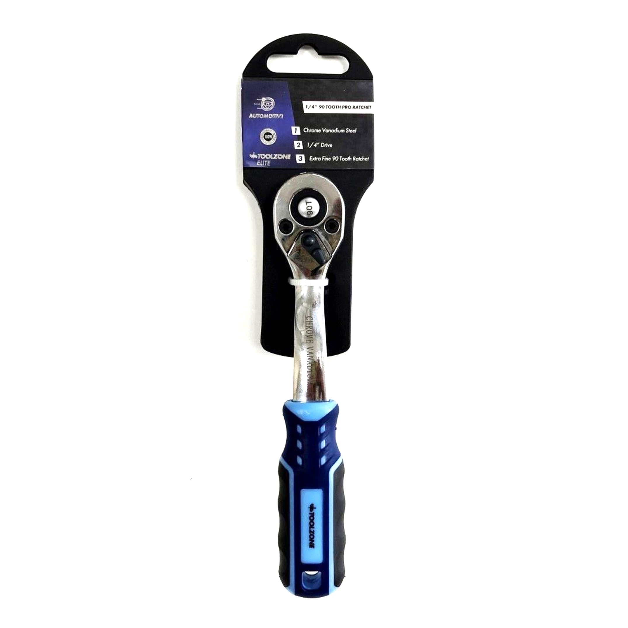 Toolzone Ratchet Handle 1/4 Drive 90 Teeth 3 Colour Crv - Toolzone Kdpss230
