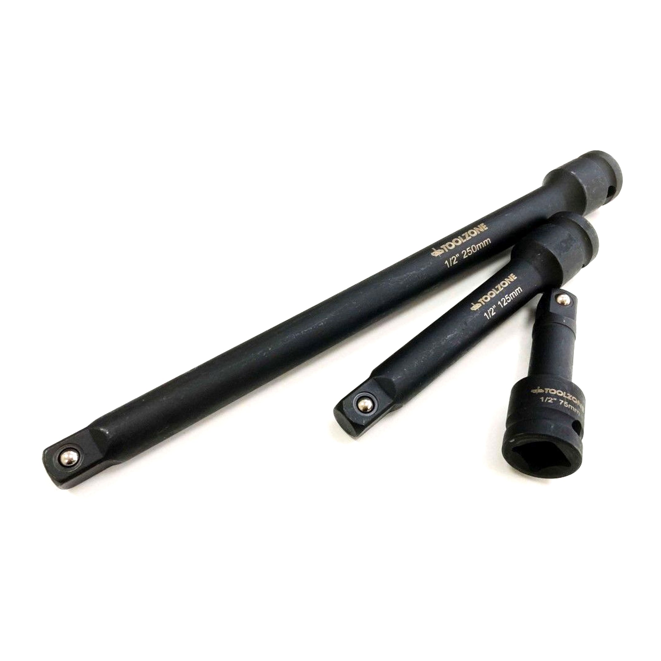 Toolzone Impact Extension Bar Set 1/2 Drive 3 Pieces 75mm 125mm 250mm Crv - Toolzone Kdpss236