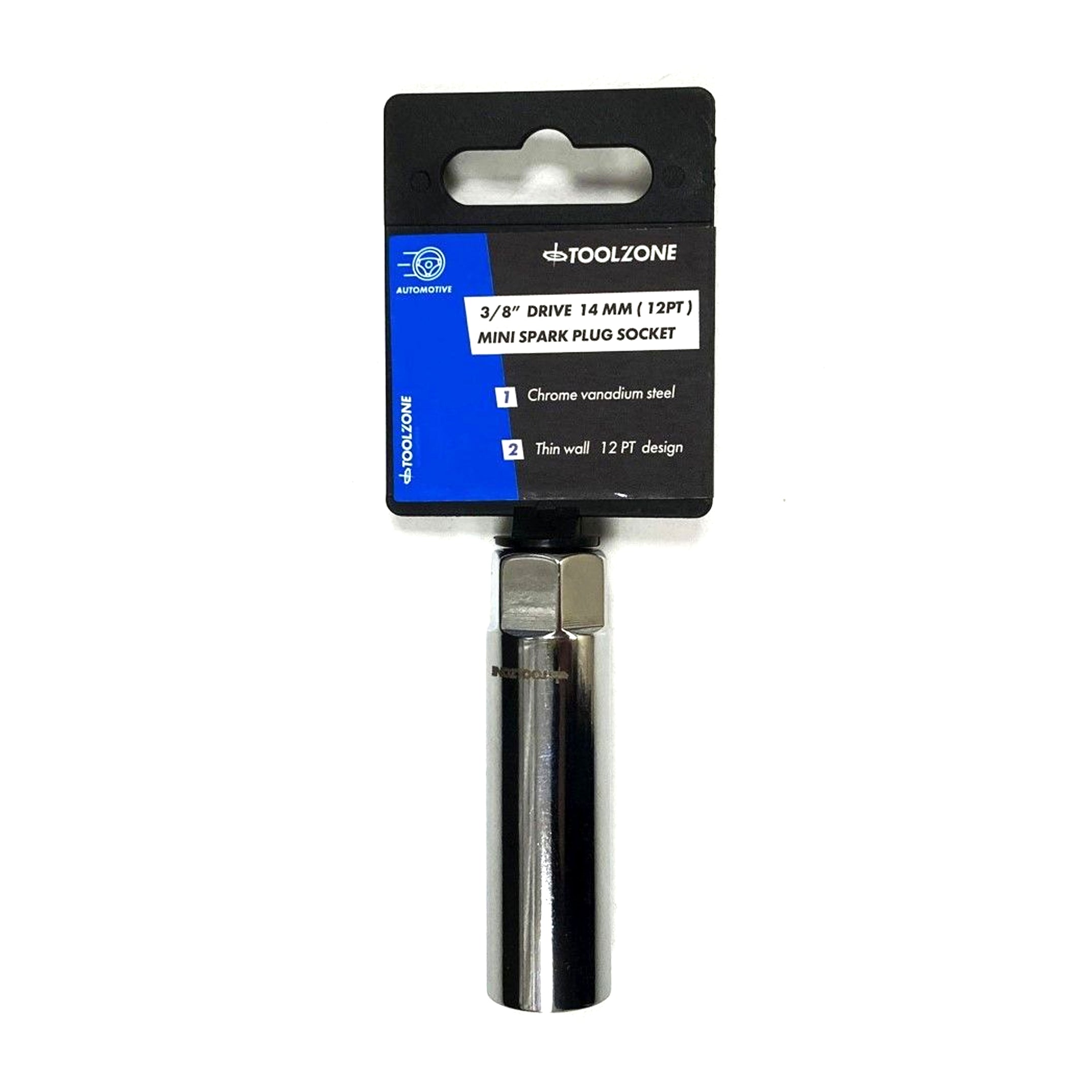 Toolzone Spark Plug Socket 3/8 Drive 14mm Thin Wall 12 Point Crv - Toolzone Kdpss237