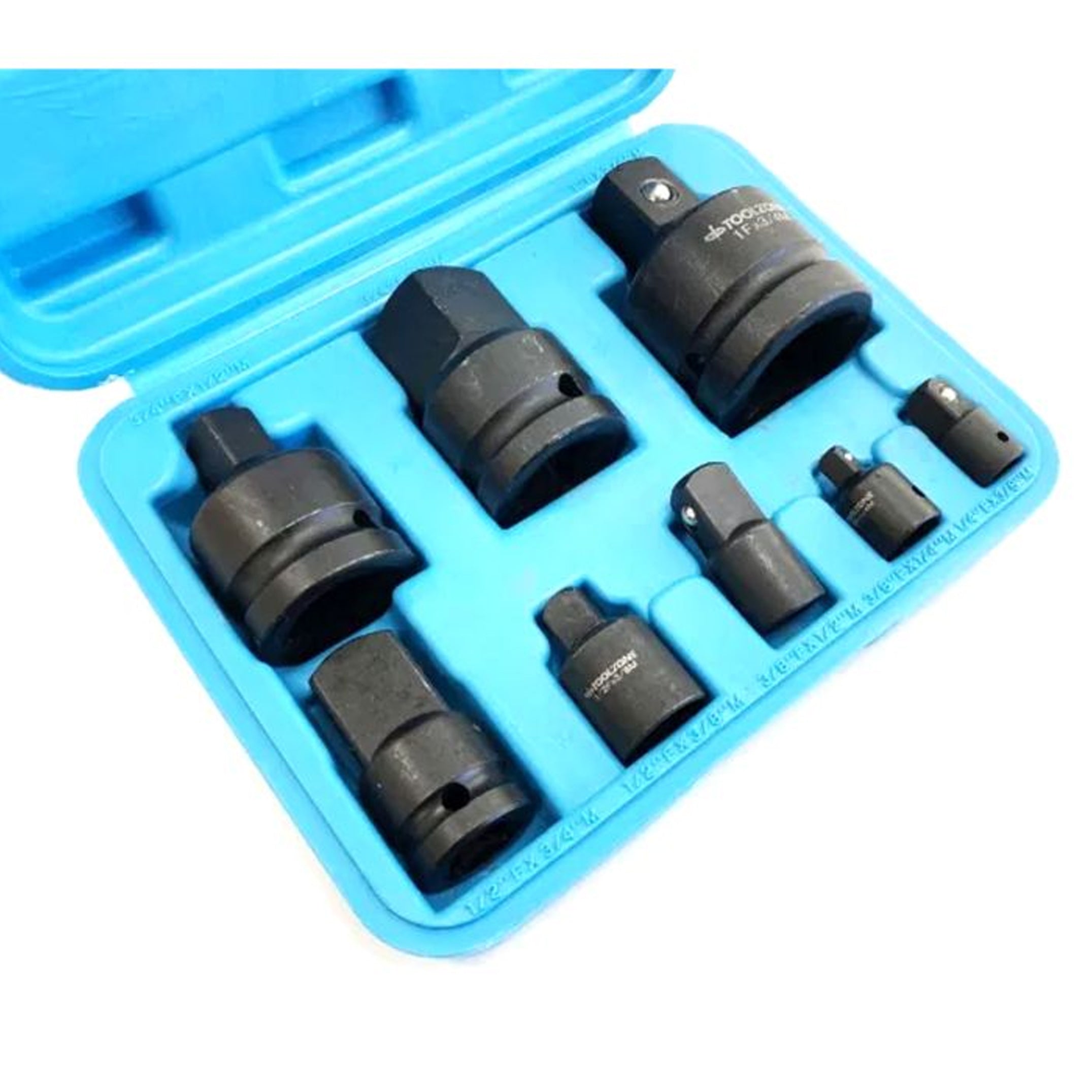Toolzone Impact Adaptor Set 8 Pieces 1/4 to 1 Drive in Blow Mold Case - Toolzone Kdpss243