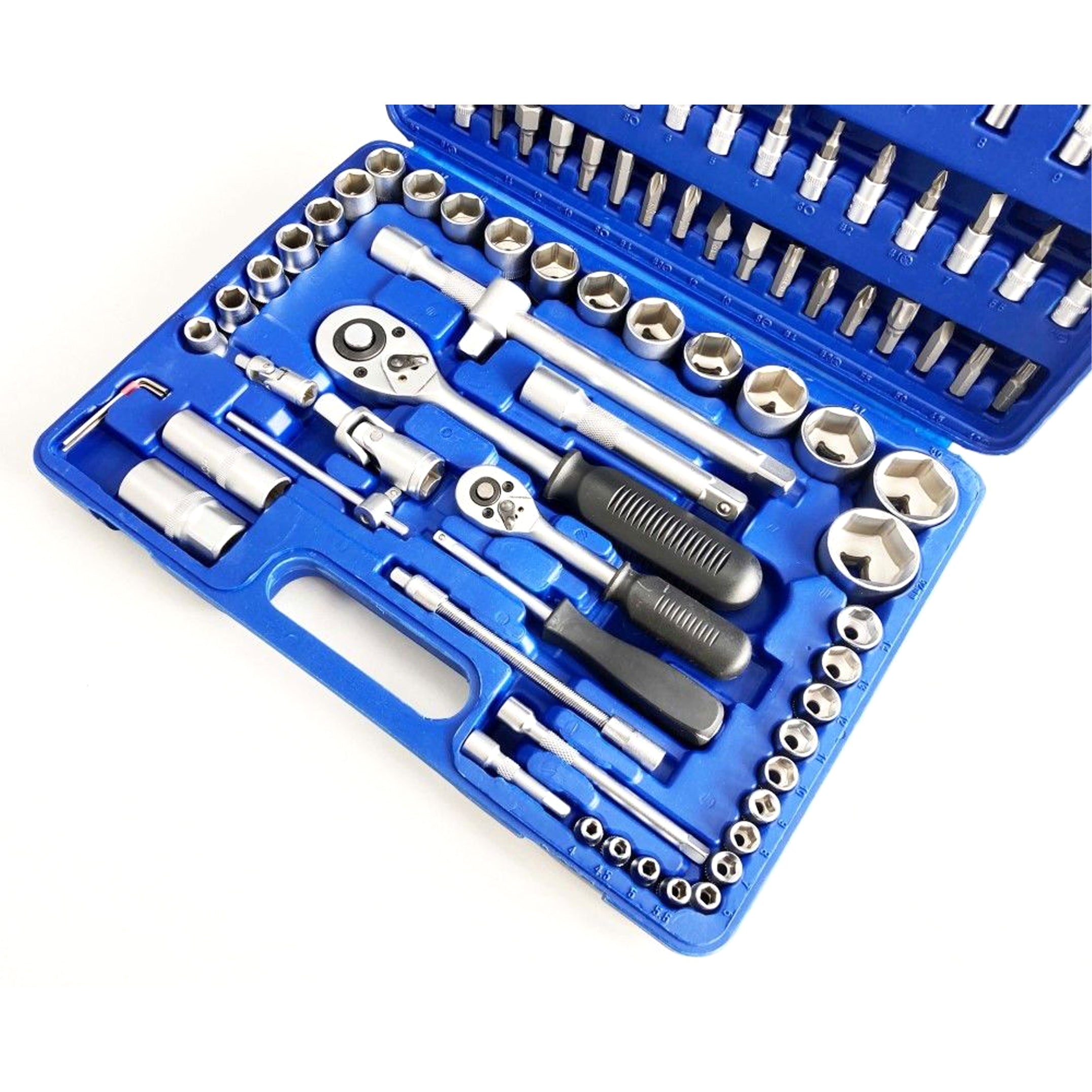 Toolzone Socket Set 94 Pieces Carbon Steel 1/2 and 1/4 Drive Satin Finish in Case - Toolzone Kdpss247