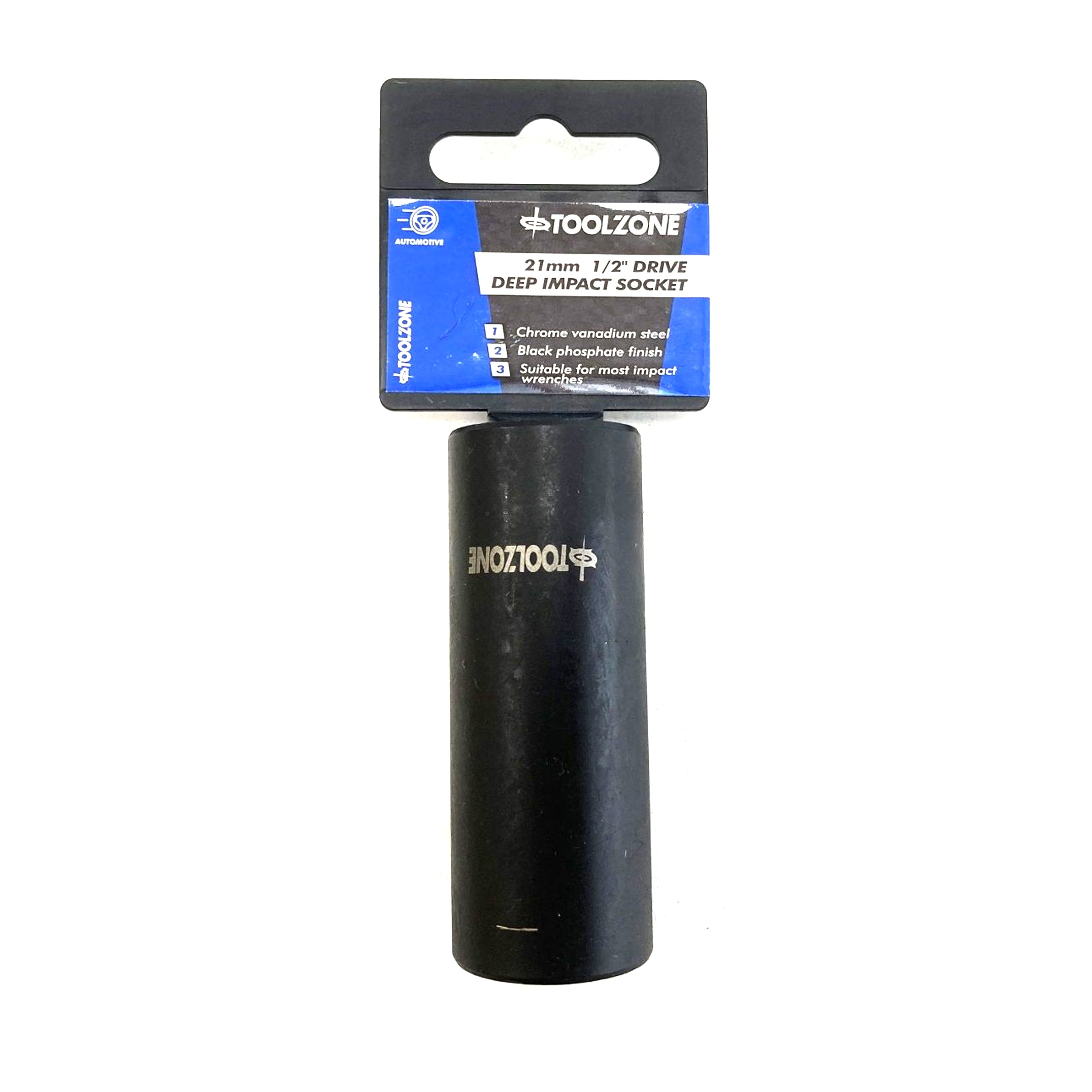 Toolzone Deep Impact Socket 21mm 1/2 Drive Crv - Toolzone Kdpss321