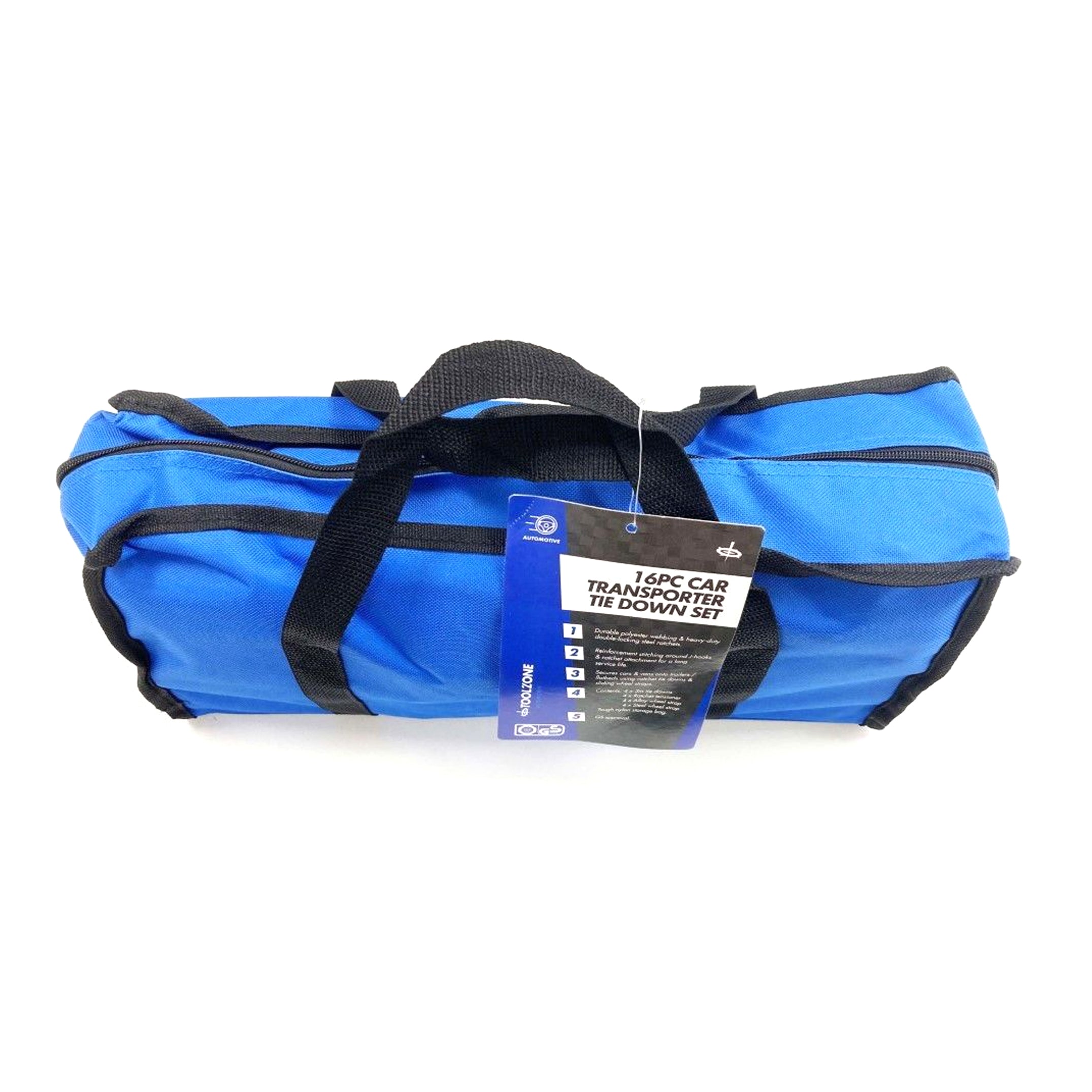 Toolzone Car Transporter Set 16pc Includes Ratchet Tie Downs and Choker Straps - Toolzone Kdptd068