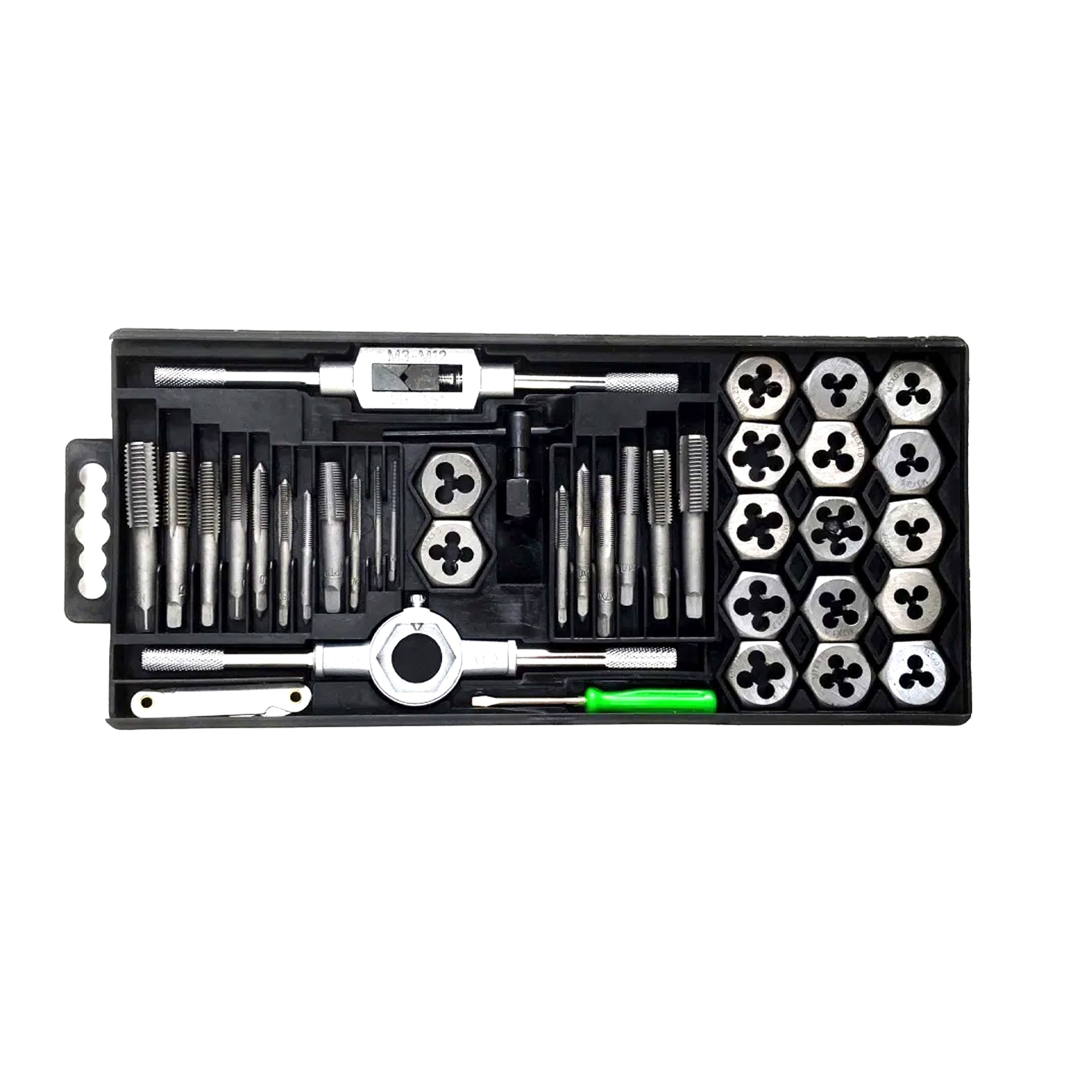 Toolzone Tap and Die Set 40 Piece Carbon Steel Metric M3-m12 and Sae 4-40 to 1/2-20 - Toolzone Kdptp102