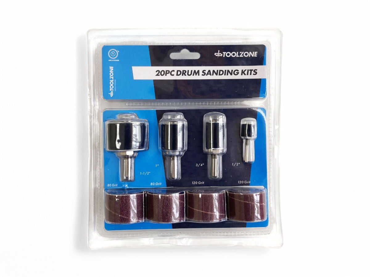 Toolzone Drum Sanding Kit 20 Pieces 0.5 0.75 1.0 1.25 80 120 Grit - Toolzone Kdpab144
