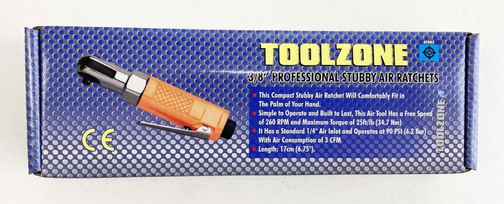 Toolzone Air Ratchet Stubby 3/8 Drive Orange - Toolzone Kdpat002