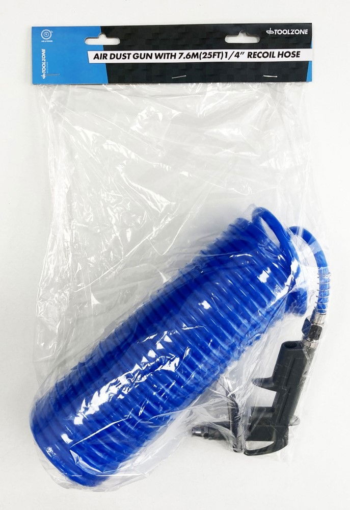 Toolzone Air Dust Gun with 7.6m X 1/4 Recoil Hose Max Pressure 200psi - Toolzone Kdpat037