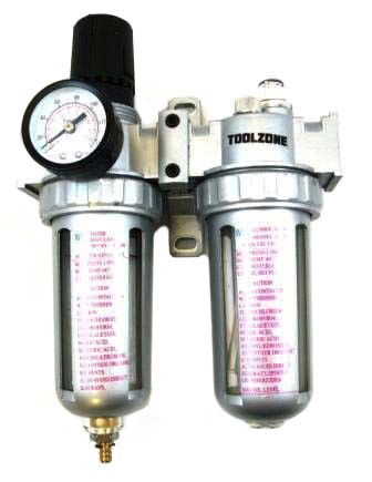 Toolzone Filter Regulator Lubricator Unit 1/4 Air Inlet Max Pressure 140psi - Toolzone Kdpat059