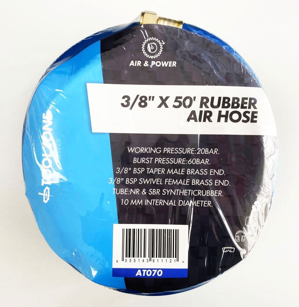 Toolzone Air Hose 3/8 50ft Hi Vis 3/8 Bsp Male and Female Ends Working Pressure 20 Bar - Toolzone Kdpat070
