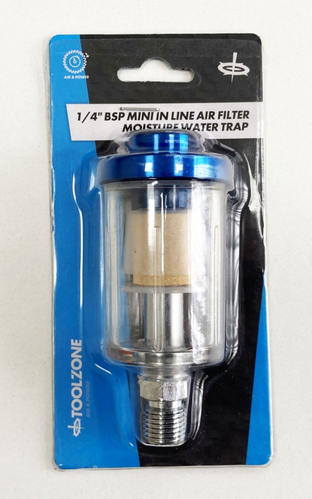 Toolzone In Line Moisture Trap 1/4 Bsp Includes Condensation Valve Clear Filter Bowl - Toolzone Kdpat097