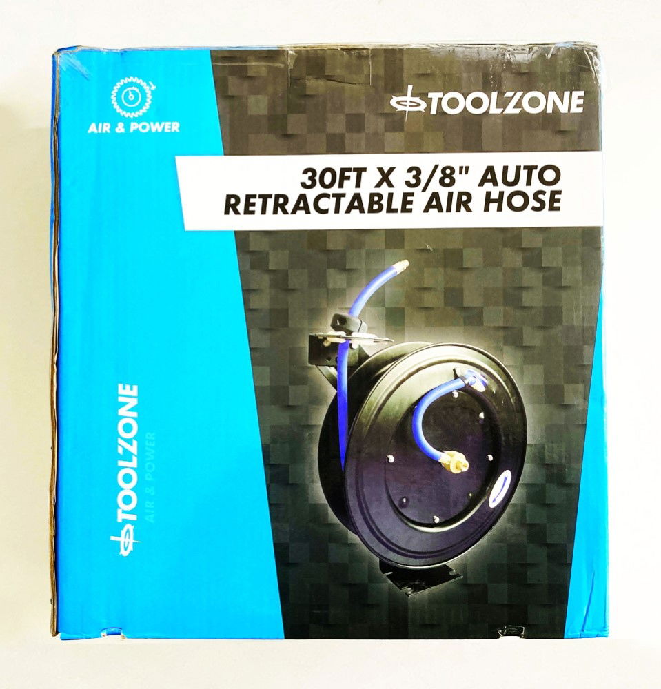 Toolzone Retractable Air Hose 30ft 3/8 Working Pressure 300psi Auto Rewind - Toolzone Kdpat102