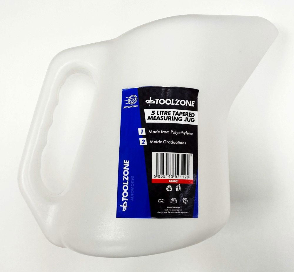 Toolzone Measuring Jug 5 Litre Tapered Polyethylene with Metric Graduations - Toolzone Kdpau001