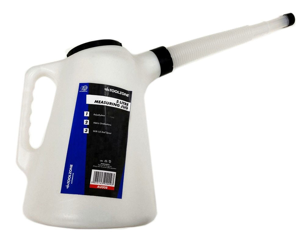 Toolzone Measuring Jug 5 Litre with Lid and Flexible Spout Polyethylene - Toolzone Kdpau008
