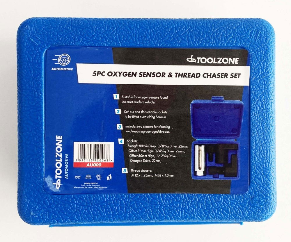 Toolzone Oxygen Sensor and Thread Chaser Set 5pc Includes 22mm Sockets - Toolzone Kdpau009