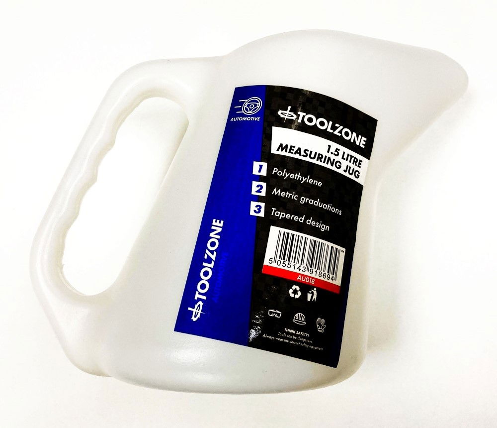 Toolzone Measuring Jug 1.5 Litre Tapered Polyethylene with Fixed Spout - Toolzone Kdpau018