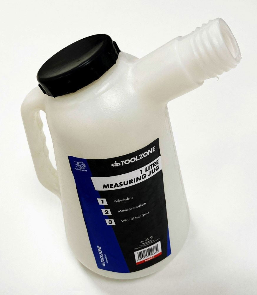 Toolzone Measuring Jug 1 Litre with Lid and Flexible Spout Polyethylene - Toolzone Kdpau020