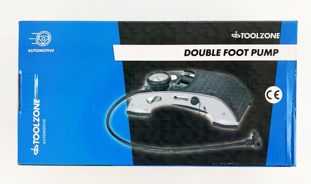 Toolzone Double Foot Pump Heavy Duty with Gauge and 24 Hose - Toolzone Kdpau029