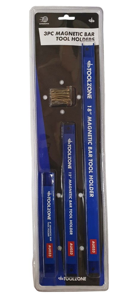 Toolzone Magnetic Tool Bars Set 3pc 8 12 18 with Wall Fixtures - Toolzone Kdpau033