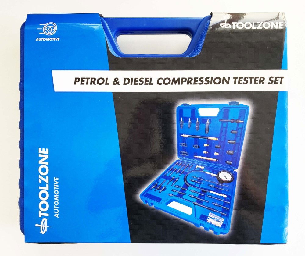 Toolzone Master Compression Test Kit for Petrol and Diesel Engines 64mm Gauge - Toolzone Kdpau036