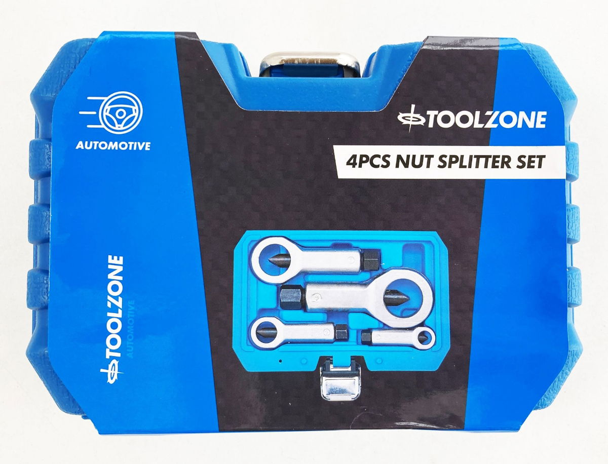 Toolzone Nut Splitter Set 4pc 9-36mm Chrome Steel with Case - Toolzone Kdpau062