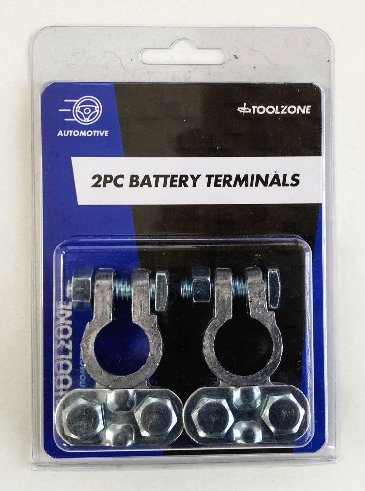 Toolzone Battery Terminal Clamps 2pc with Nuts and Bolts - Toolzone Kdpau069