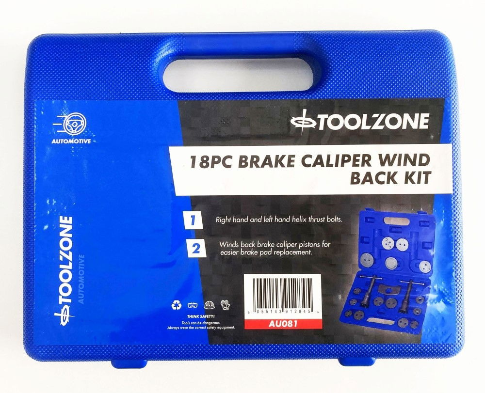 Toolzone Brake Caliper Wind Back Tool Set 18pc with Adaptors - Toolzone Kdpau081