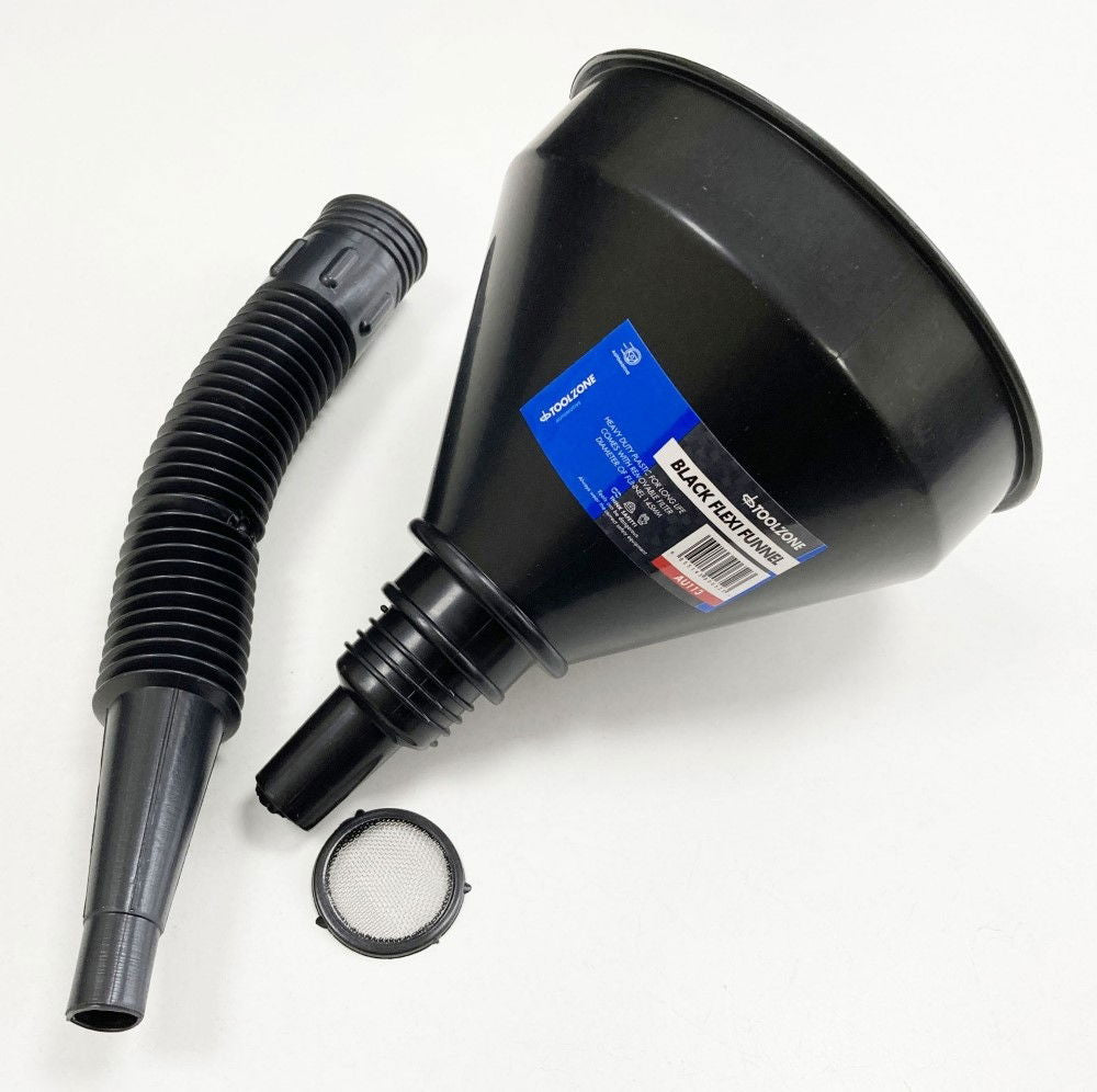 Toolzone Flexi Funnel 2 in 1 Black with Removable Filter - Toolzone Kdpau113