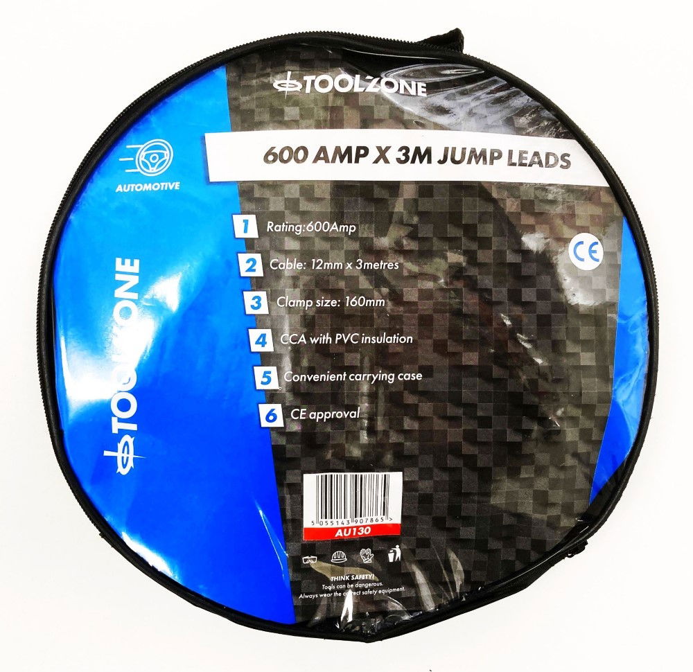 Toolzone Jump Leads 600amp 3.6m with Zip Case - Toolzone Kdpau130