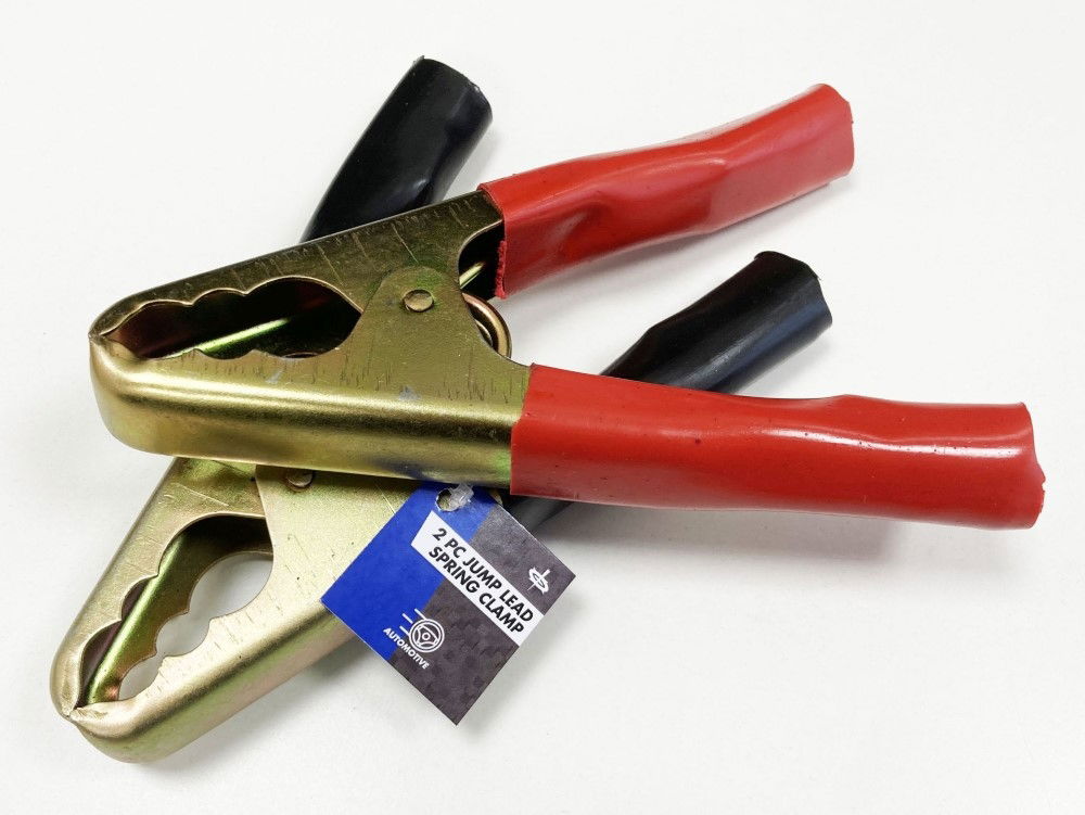 Toolzone Jump Lead Clips 2pc Fits Wires Up to 14mm Length 180mm - Toolzone Kdpau131